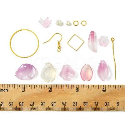 DIY Leaf & Flower Glass Earrings Jewelry Making Kits DIY-FS0007-06-1
