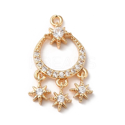 Brass Micro Pave Clear Cubic Zirconia Pendants X-KK-C062-079G-1