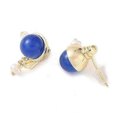 Natural Agate Dangle Earrings EJEW-L286-02G-1