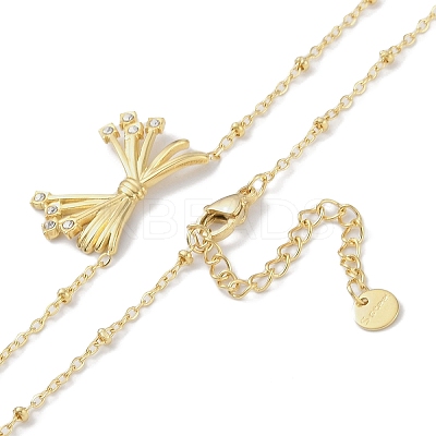 304 Stainless Steel Crystal Rhinestone Satellite Chain Bowknot Pendant Necklaces for Women NJEW-C055-10G-1