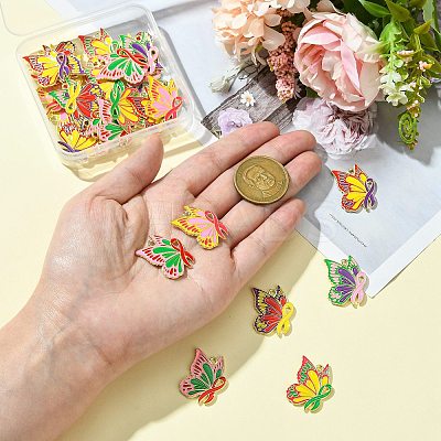 30Pcs 6 Colors Alloy Enamel Pendants FIND-CJ0002-71-1