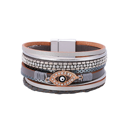 Bohemia Leather Multi-strand Bracelets with Evil Eye ST7441706-1