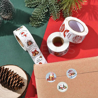 3 Rolls 3 Styles Christmas Round Dot Self Adhesive Paper Stickers Roll DIY-FS0010-32A-1