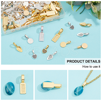 160Pcs 8 Style Tibetan Style Alloy Glue-on Flat Pad Bails TIBE-NB0001-26-1
