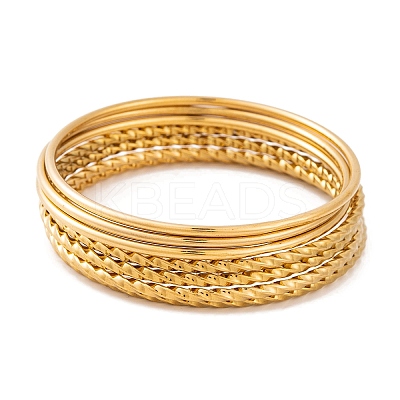 7Pcs PVD Vacuum Plating 304 Stainless Steel Ring Bangles Set for Women BJEW-A011-14D-G-1