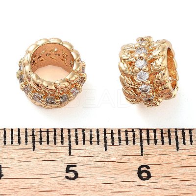 Brass Micro Pave Clear Cubic Zirconia Beads KK-U028-28G-1
