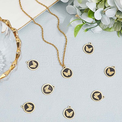 8Pcs PVD Vacuum Plating 201 Stainless Steel Pendants STAS-BBC0008-02-1