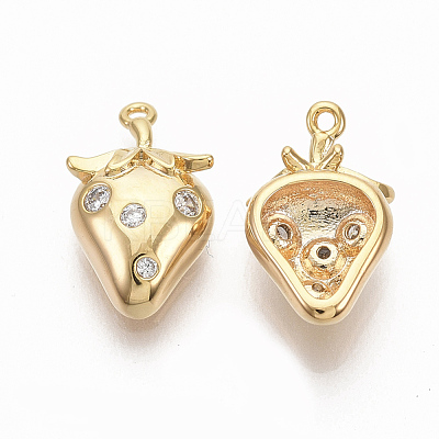 Brass Micro Pave Clear Cubic Zirconia Charms X-ZIRC-Q021-030G-NF-1
