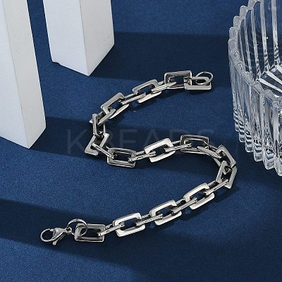 Tarnish Resistant Rectangle 201 Stainless Steel Chain Bracelets LS-BJEW-N240-06P-1