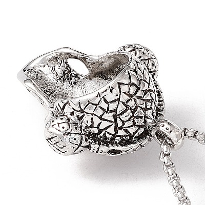 Alloy Skull with Headset Pendant Necklace with 201 Stainless Steel Box Chains LS-NJEW-E016-04AS-1