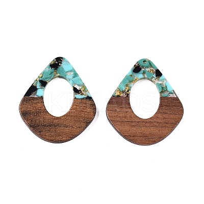 Transparent Resin and Walnut Wood Pendants RESI-T057-07J-1