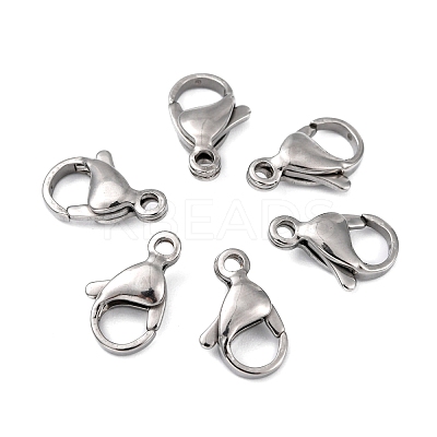 Tarnish Resistant Polished 304 Stainless Steel Lobster Claw Clasps STAS-R072-39A-1
