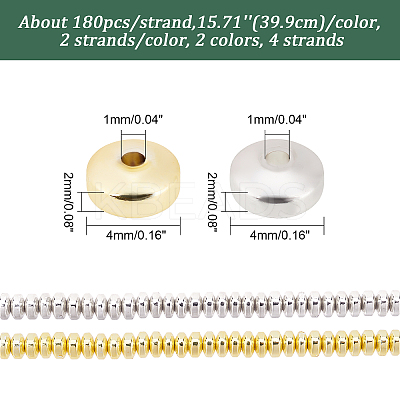 4 Strands 2 Colors Electroplate Non-magnetic Synthetic Hematite Beads Strands G-BC0001-42-1