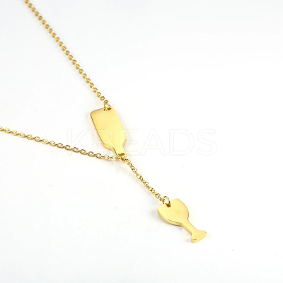Simple and Stylish 304 Stainless Steel Lariat Necklaces WC5409-11-1