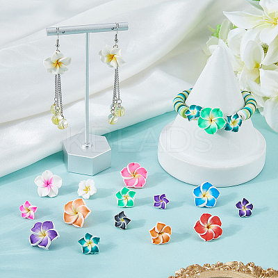 100Pcs 3 Styles Handmade Polymer Clay 3D Flower Plumeria Beads CLAY-SC0002-61-1