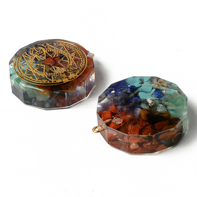 Flat Round Epoxy Resin Pendants G-R478-22I-1