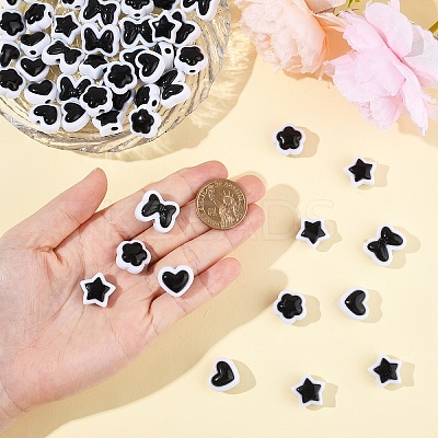 80Pcs 4 Colors Two-tone Acrylic Beads OACR-YW0003-38-1