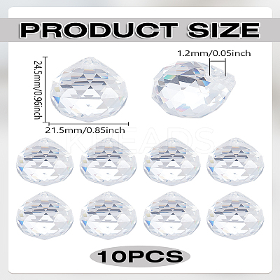 10Pcs Transparent K9 Glass Pendants GLAA-LP0001-13-1