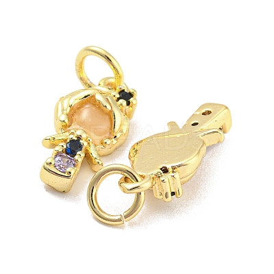 Rack Plating Brass Cubic Zirconia Charms for Women KK-Q798-01J-G-1