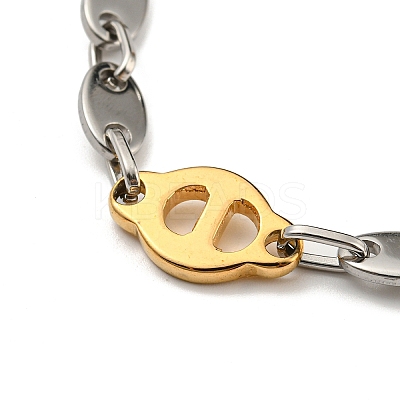 Ion Plating(IP) Two Tone 201 Stainless Steel Oval Link Chain Bracelet BJEW-B078-10GP-1