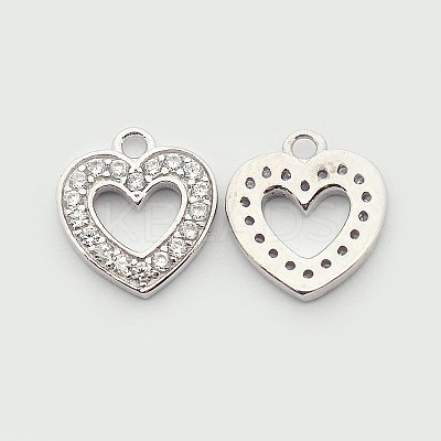 Brass Micro Pave Cubic Zirconia Heart Pendants ZIRC-N009-75P-1