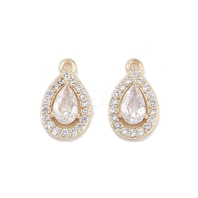 Brass Micro Pave Clear Cubic Zirconia Pendants KK-K351-41G-1