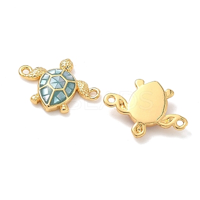 Brass Enamel Turtle Connector Charms KK-H534-03G-1