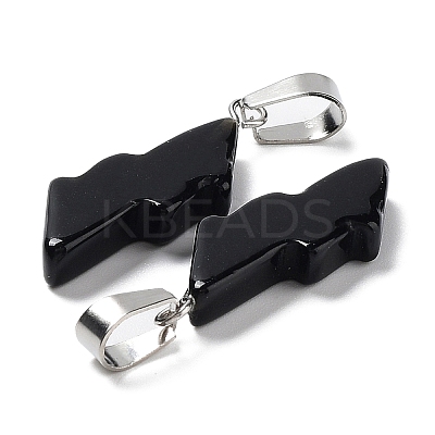 Natural Obsidian Pendants G-C057-01P-04-1