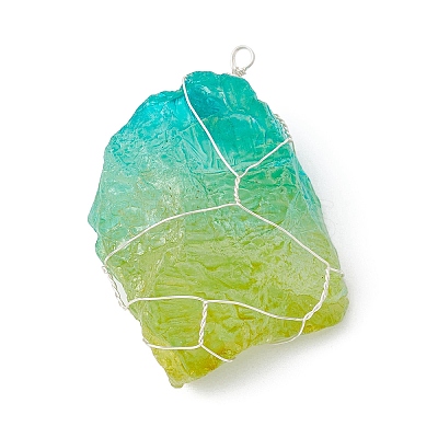 Electroplated Raw Rough Natural Quartz Copper Wire Wrapped Big Pendants PALLOY-JF02283-01-1