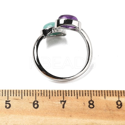 Natural Amethyst & Amazonite Finger Rings RJEW-A068-02P-02-1