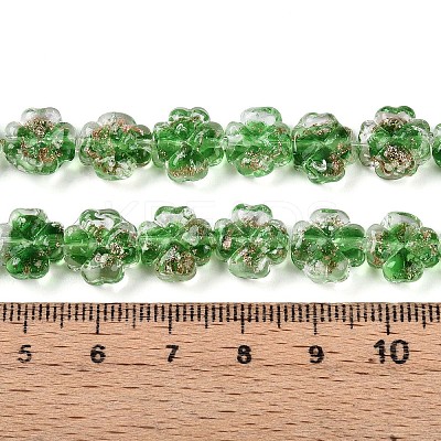 Luminous Handmade Gold Foil Glass Beads Strands FOIL-N029-01F-1