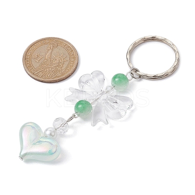 Acrylic Heart with Bowknot Keychains KEYC-JKC00612-1
