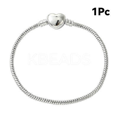 1Pc 3MM Brass European Style Round Snake Chain Bracelets for Jewelry Making BJEW-YW0001-14P-1