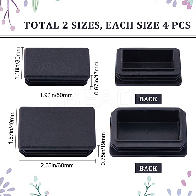 8Pcs 2 Style Plastic Furniture End Caps FIND-GF0005-28-1