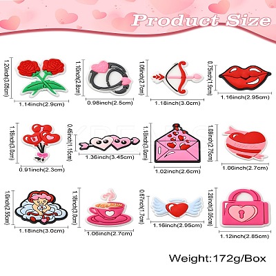 60Pcs 12 Styles Valentine's Day Theme PVC Cabochons FIND-CJ0011-21-1