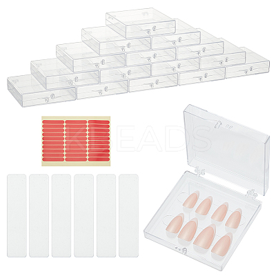 15Pcs Transparent Plastics Hand-wearing Armor Storage Case MRMJ-PH0001-78-1