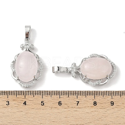 Natural Rose Quartz Oval Pendants G-NH0025-15P-21-1