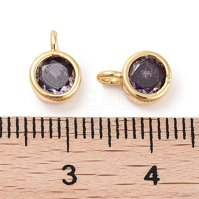 Brass Micro Pave Cubic Zirconia Charms KK-C051-38G-05-1