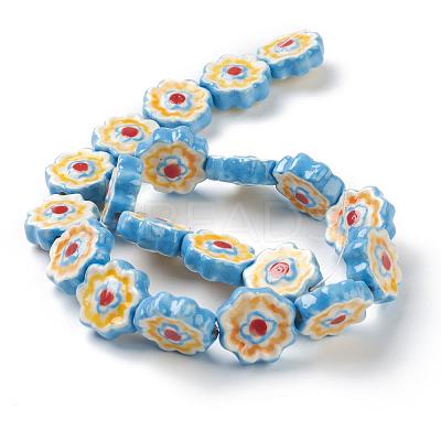 Handmade Porcelain Flower Beads Strands PORC-G006-14A-1