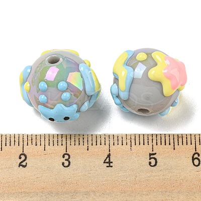 Hand Painted Opaque Acrylic with Enamel Beads MACR-D031-04B-1