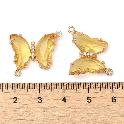 Brass Pave Faceted Glass Connector Charms X-FIND-Z020-04Q-1
