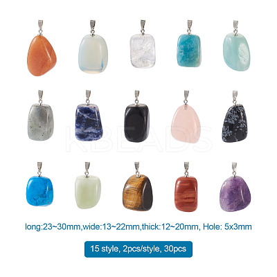 Natural & Synthetic Mixed Gemstone Pendants G-TA0001-11-1
