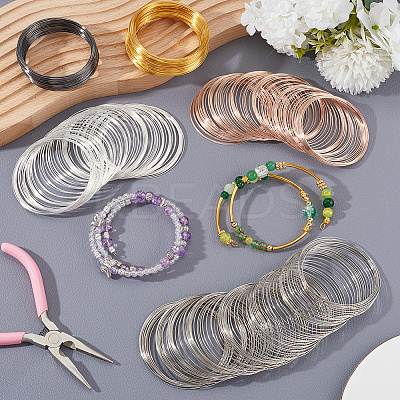 500Pcs 5 Colors Steel Memory Wire FIND-SP0002-10-1