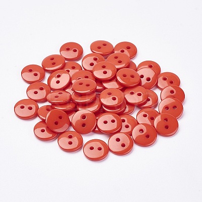 2-Hole Flat Round Resin Sewing Buttons for Costume Design BUTT-E119-28L-08-1