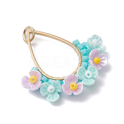 Glass Seed Beaded Pendants PALLOY-MZ00600-02-1