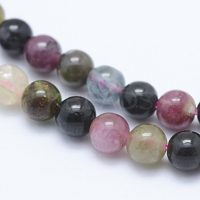 Natural Multicolor Tourmaline Beads Strands G-J373-08-4mm-1