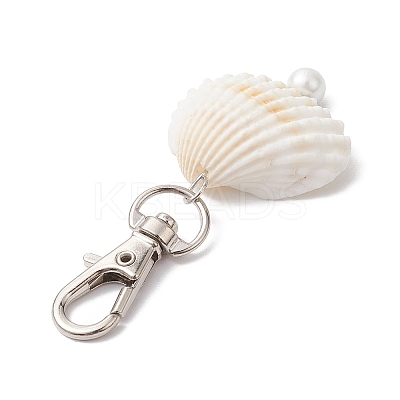 Angel Alloy & Natural Shell Pendant Decorations HJEW-JM02016-04-1