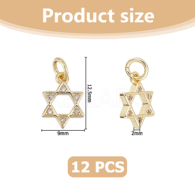 12Pcs Rack Plating Brass Micro Pave Cubic Zirconia Charms KK-HS0015-04-1