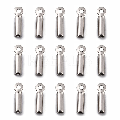 Tarnish Resistant 201 Stainless Steel Fold Over Crimp Cord Ends X-STAS-R055-07-1