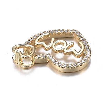 Brass Micro Clear Cubic Zirconia Pendants ZIRC-F120-045G-1